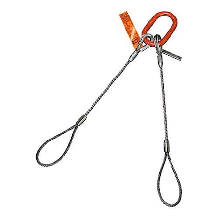 Hsi Two Leg Wire Rope Bridle Slng, 5/16 in dia, 4ft L, Flemish Loop, 1.7 ton Capacity 200FL5/16XD-04